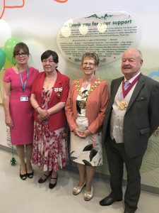 Janet pictured at the opening of the Macmillan Centre at Tameside Hospital with the Mayor of Tameside